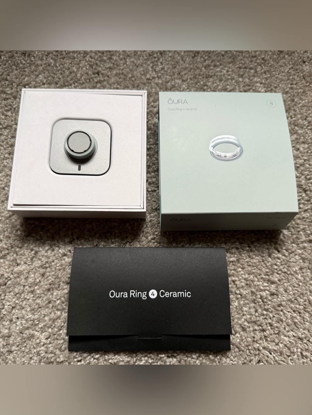 Oura Ring 4 Ceramic - Tide (Pastel Blue) - Size 8 - Complete Boxed Set